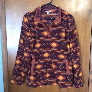 Western print Duluth Trading Co Fleece Pullover